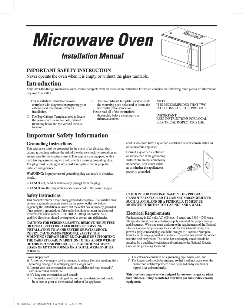 Página 1 del manual Ficha técnica Kenmore 83523