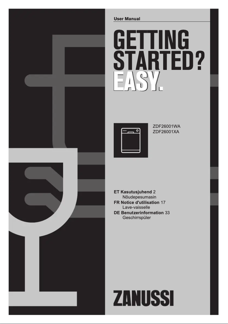 Page n°1 - Manuel utilisateur Zanussi ZDF26001WA