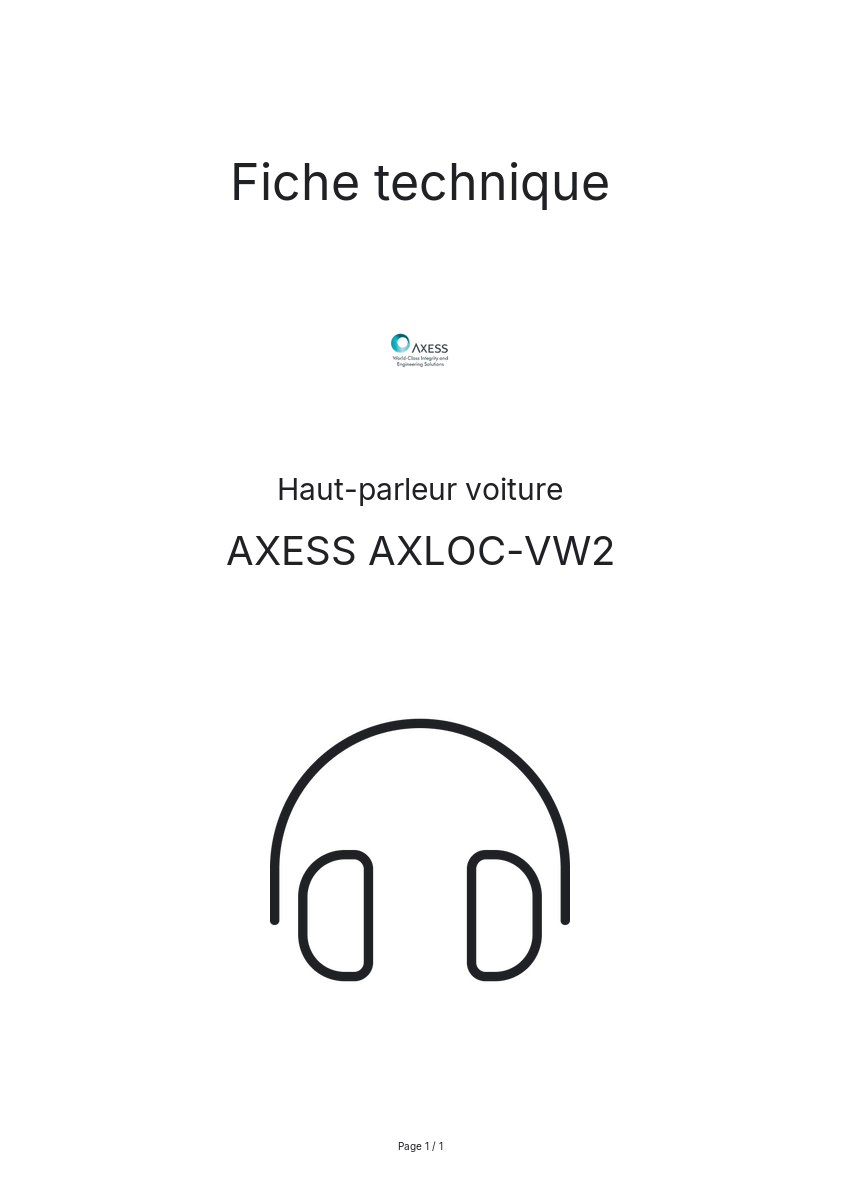 Page n°1 - Fiche technique AXESS AXLOC-VW2