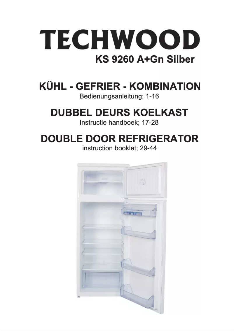 Page n°1 - Manuel utilisateur Techwood KS 9260