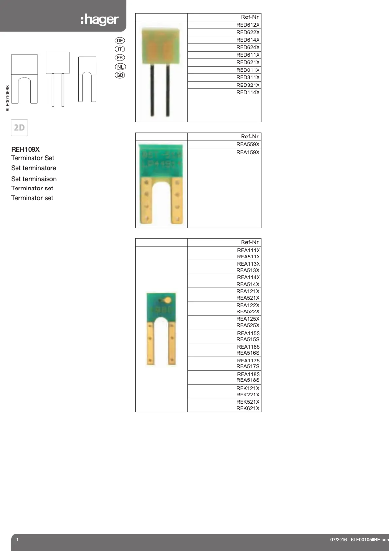 Page n°1 - Instructions / montage Hager REH109X