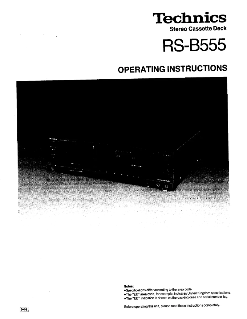 Page 1 de la notice Manuel utilisateur Technics RS-B555