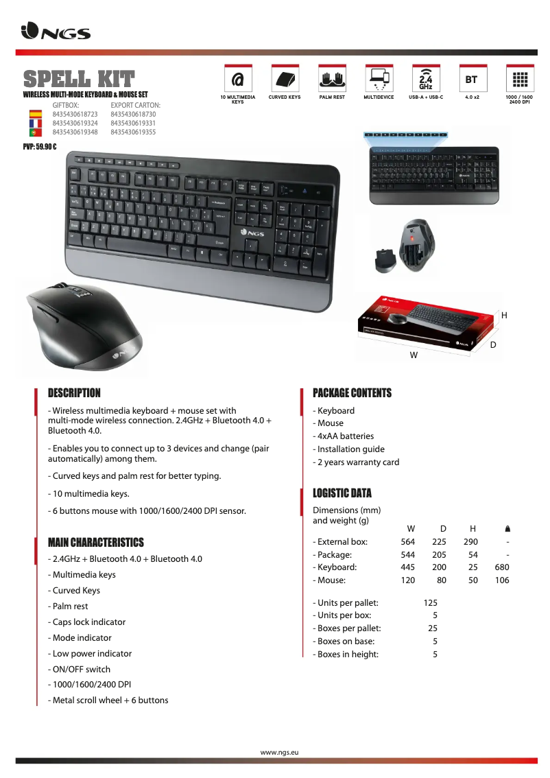 Page 1 de la notice Fiche technique NGS Spell KIT