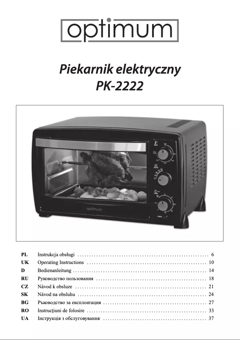 Page 1 de la notice Manuel utilisateur Optimum PK-2222