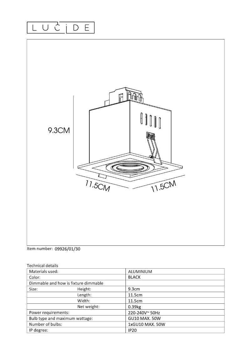 Page 1 de la notice Manuel utilisateur Lucide Chimney 09926/01/30