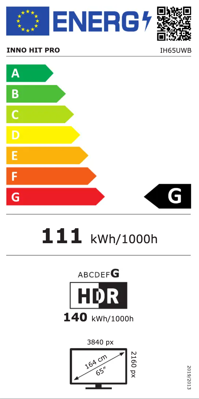 Page n°1 - Label énergétique Inno-Hit IH65UWB