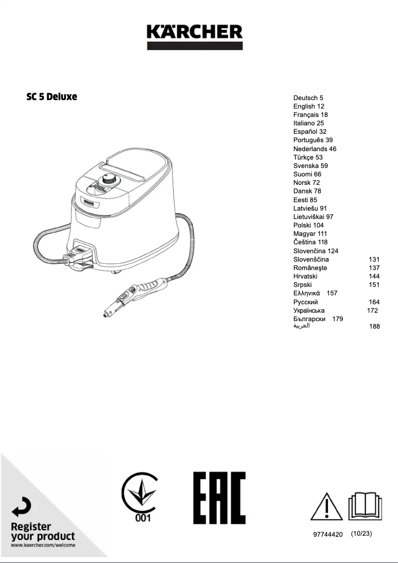 Page 1 de la notice Manuel utilisateur Kärcher SC 5