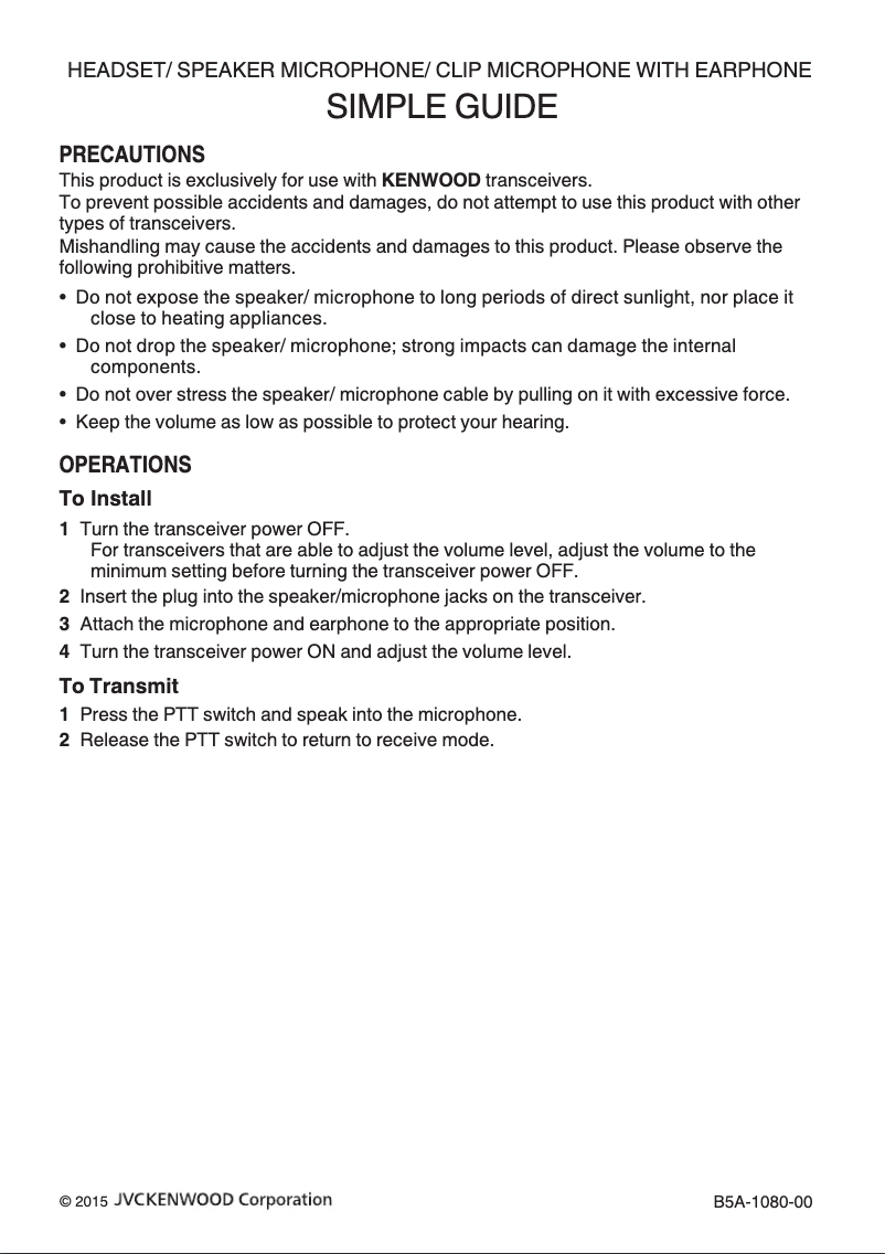 Page n°1 - Manuel utilisateur Kenwood KMC-45D