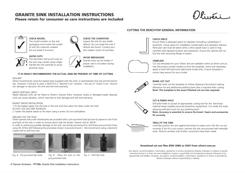 Page 1 de la notice Guide d'installation Oliveri ST-BL1530U