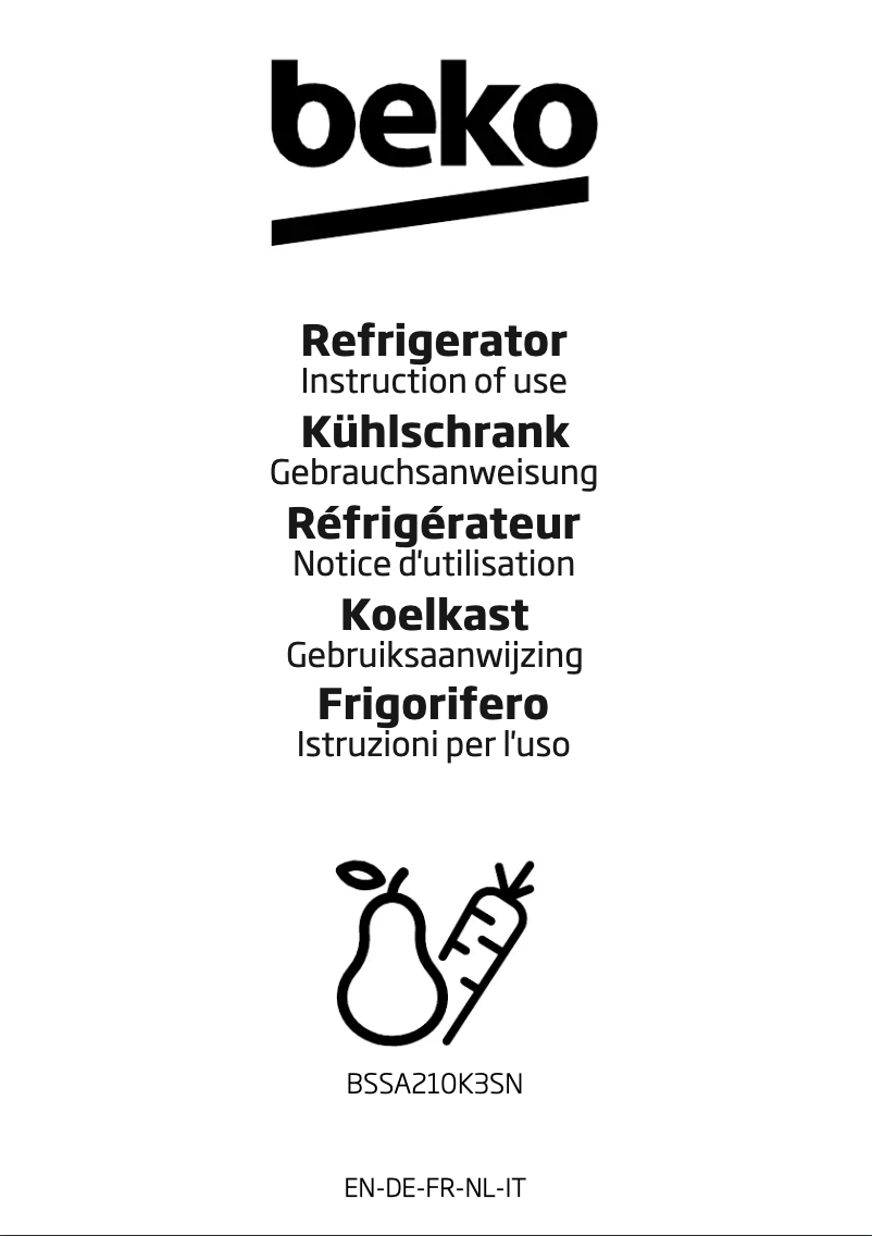 Image de la première page du manuel de l'appareil BSSA210K3SN