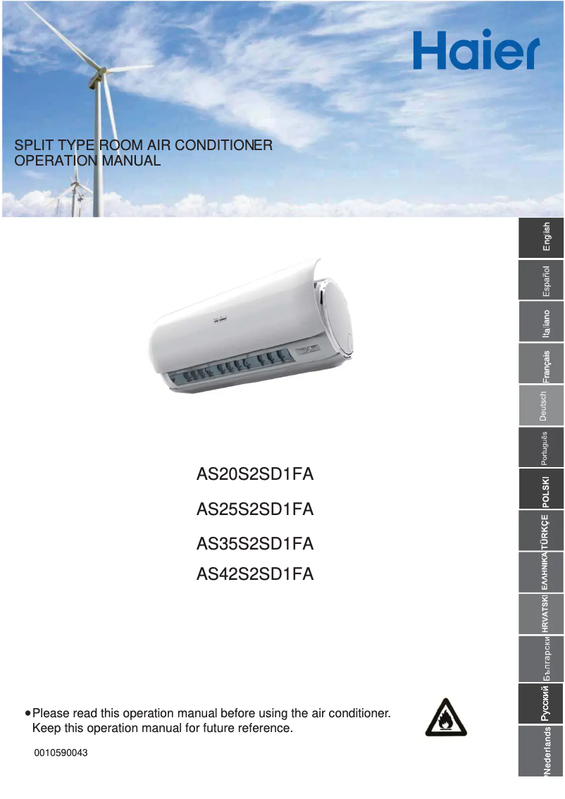 Page 1 de la notice Manuel utilisateur Haier AS25S2SD1FA