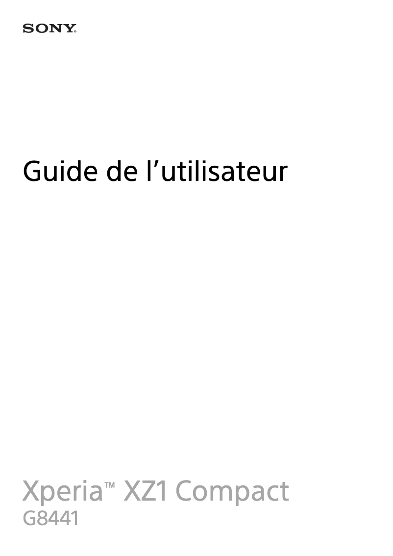 Image de la première page du manuel de l'appareil Xperia XZ1 Compact
