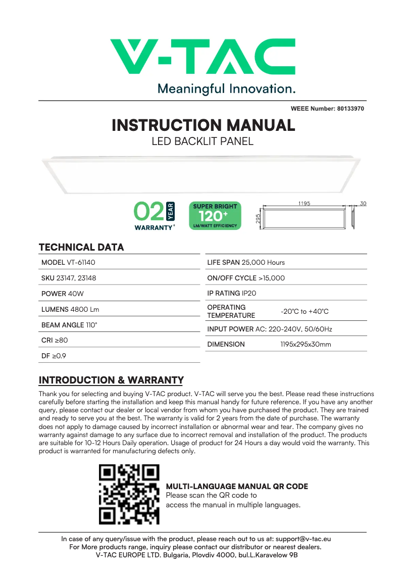 Image de la première page du manuel de l'appareil VT-61140