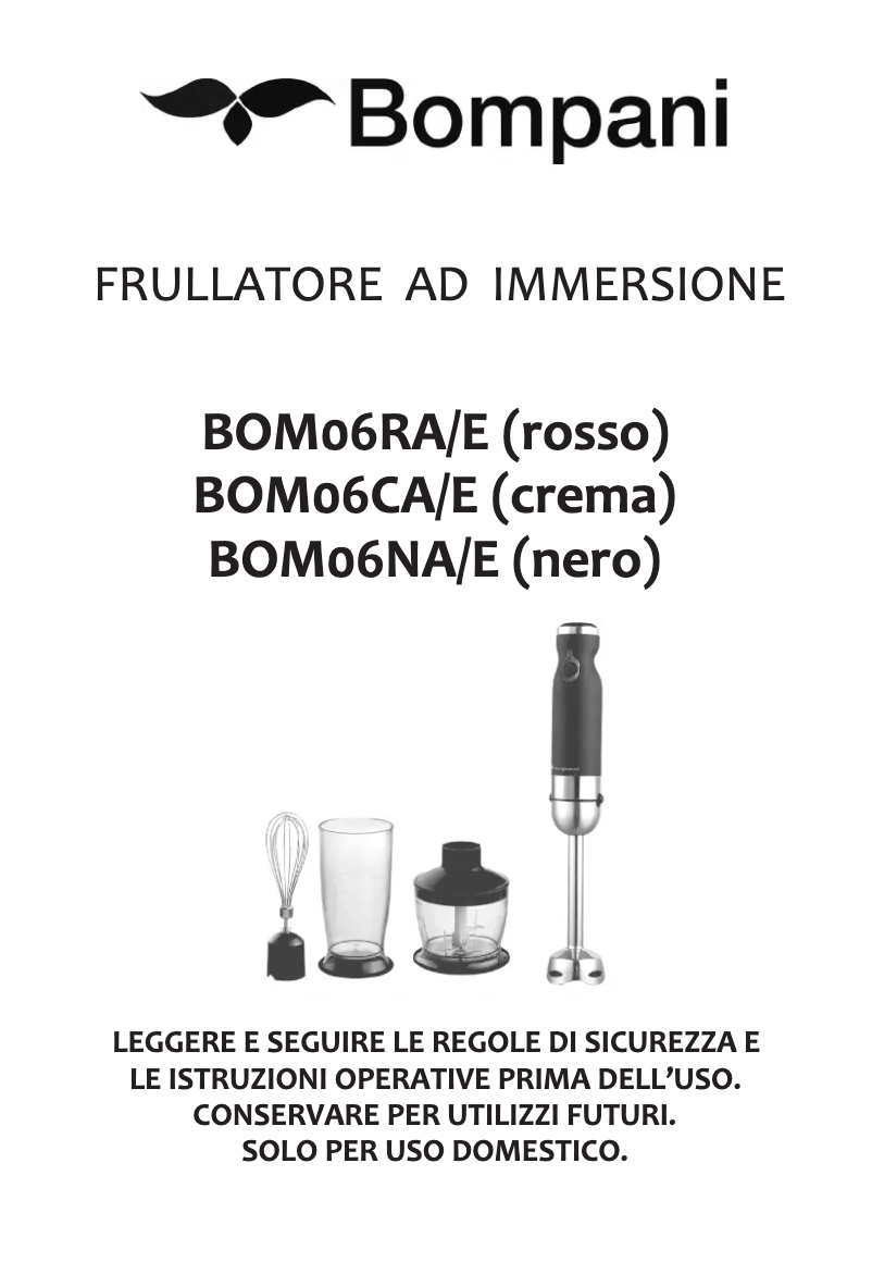 Page 1 de la notice Manuel utilisateur Bompani BOM06NA/E
