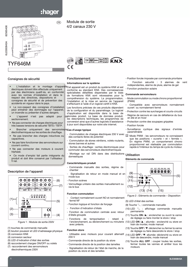 Page n°1 - Manuel utilisateur Hager TYF646M