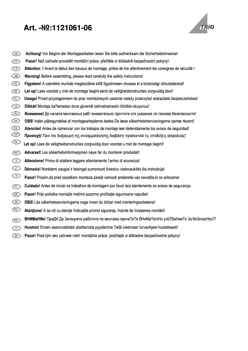 Page n°1 - Manuel utilisateur Trio Lighting Leyla 1121061-06