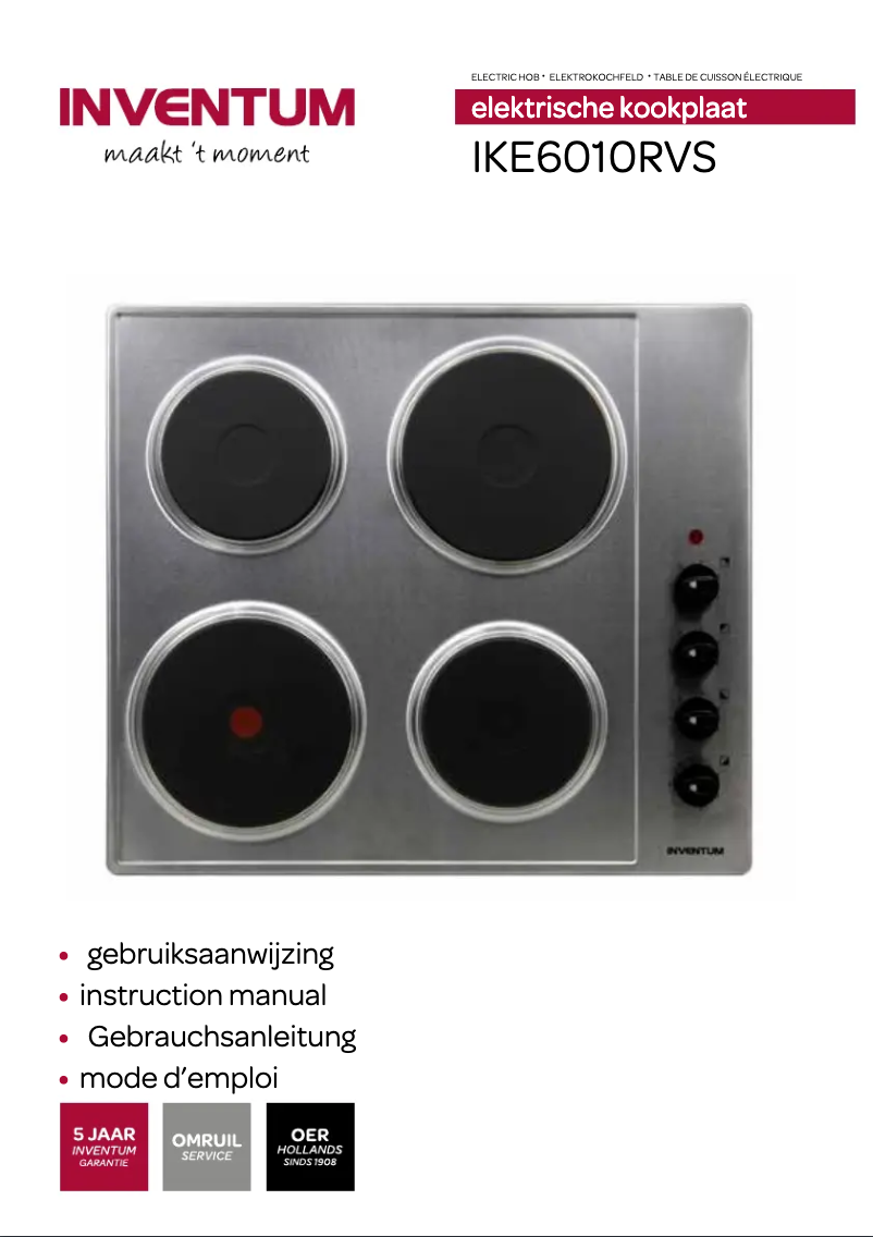 Page 1 de la notice Manuel utilisateur Inventum IKE6010RVS