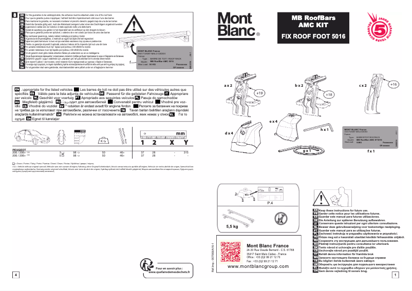 Page 1 de la notice Manuel utilisateur Mont Blanc AMC 5016