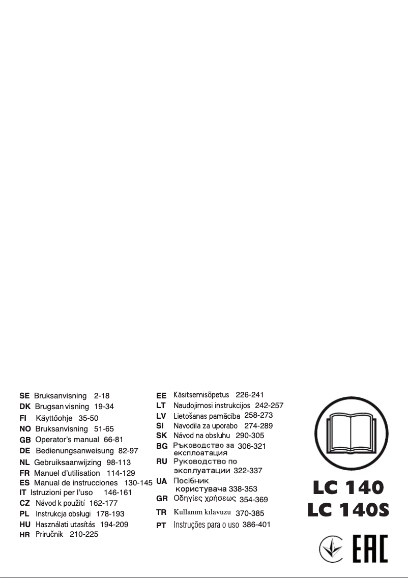 Page n°1 - Manuel utilisateur Husqvarna LC 141