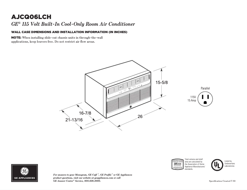 Image de la première page du manuel de l'appareil AJCQ06LCH