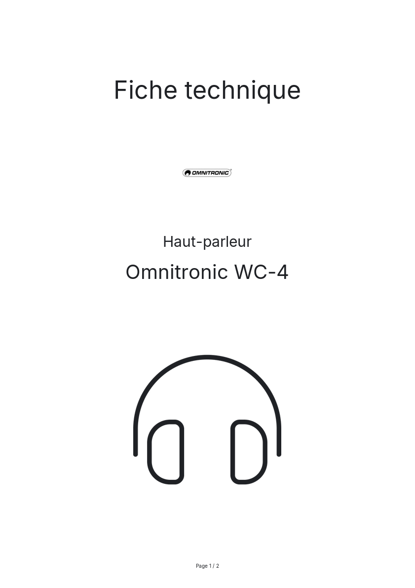 Page n°1 - Fiche technique Omnitronic WC-4