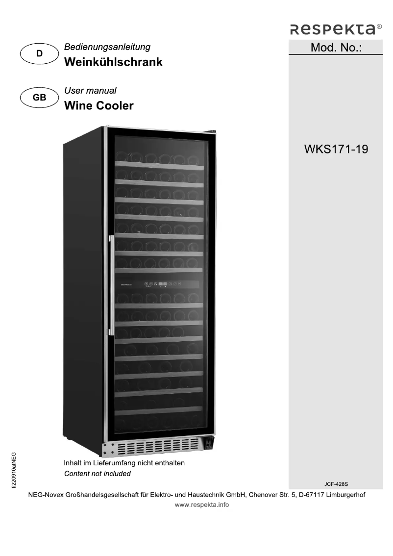 Page 1 de la notice Manuel utilisateur Respekta Amadeo WKS171-19
