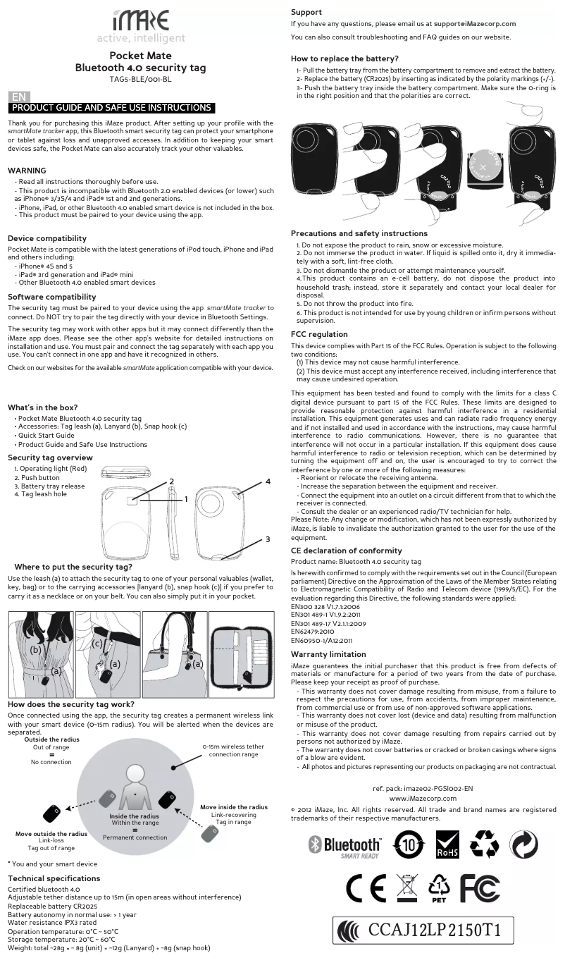 Page 1 de la notice Manuel utilisateur iMaze Pocket Mate