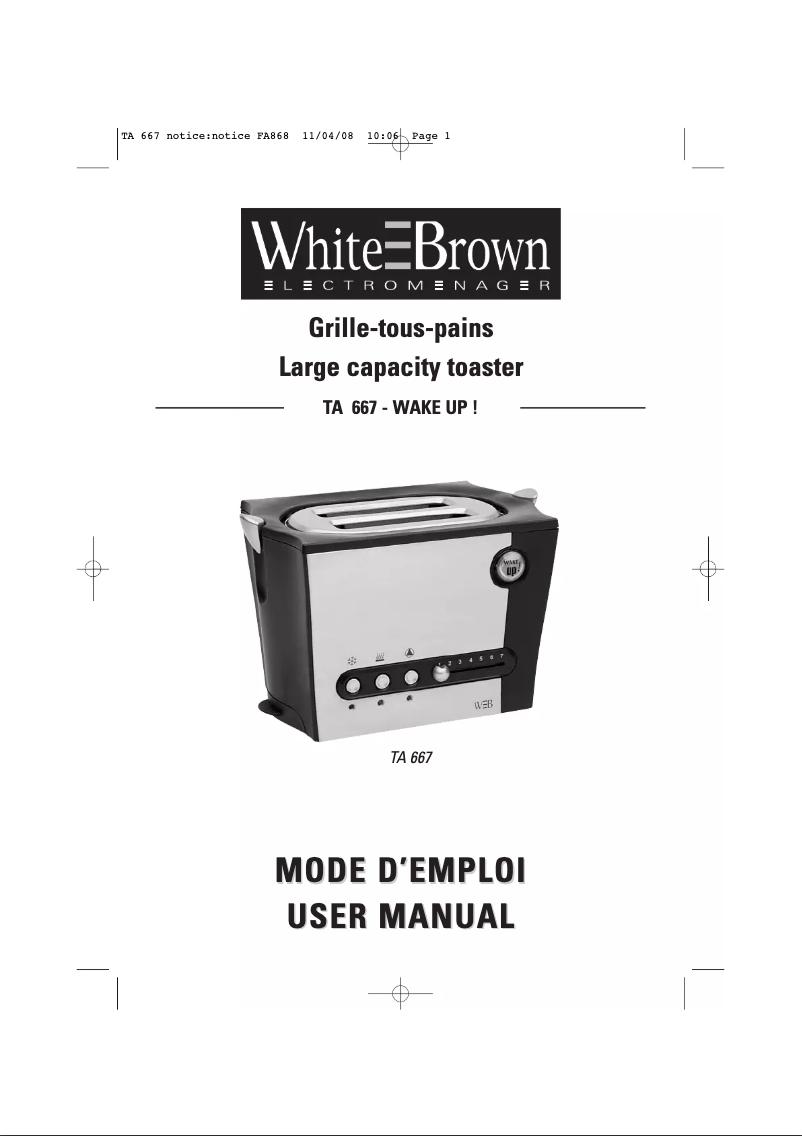 Page n°1 - Manuel utilisateur White And Brown TA 667