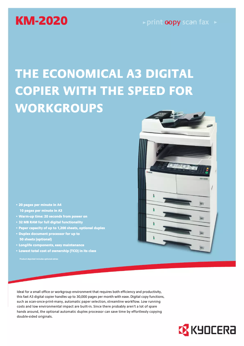 Image de la première page du manuel de l'appareil KM-2020