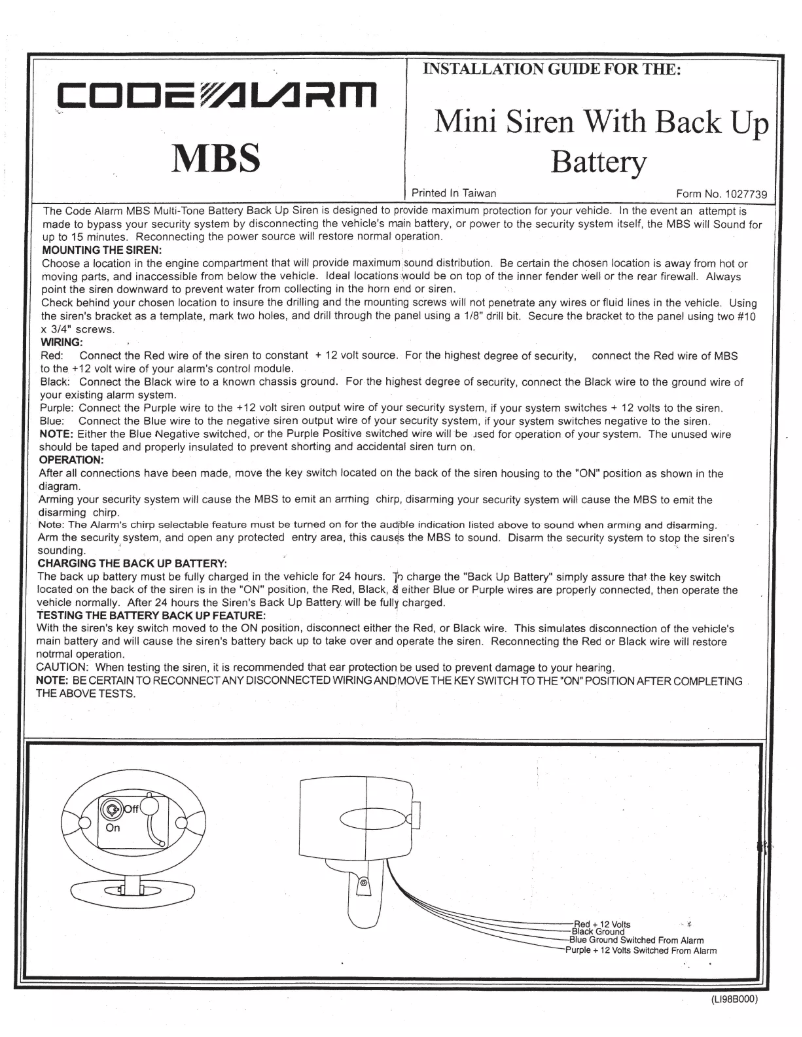 Page 1 de la notice Manuel utilisateur Code Alarm MBS