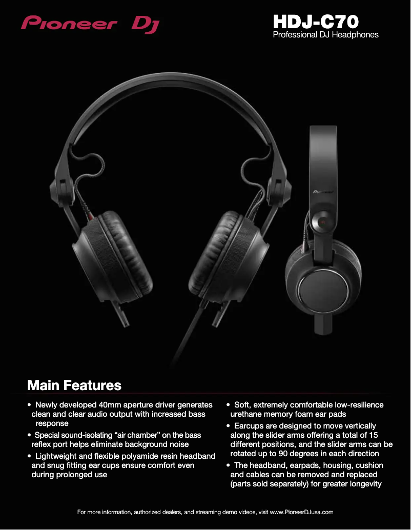 Page 1 de la notice Manuel utilisateur Pioneer HDJ-C70