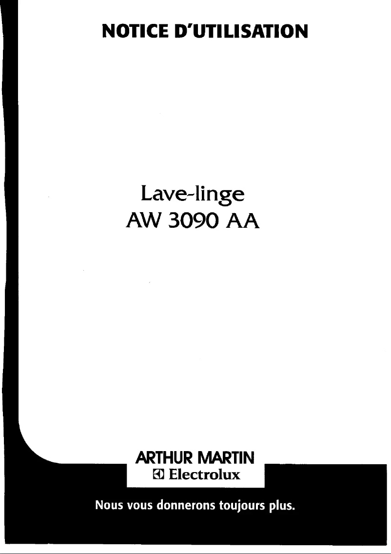 Page 1 de la notice Manuel utilisateur Arthur Martin-Electrolux AW 3090 AA