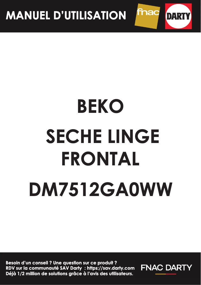 Page 1 de la notice Manuel utilisateur Beko DM7512GA0WW