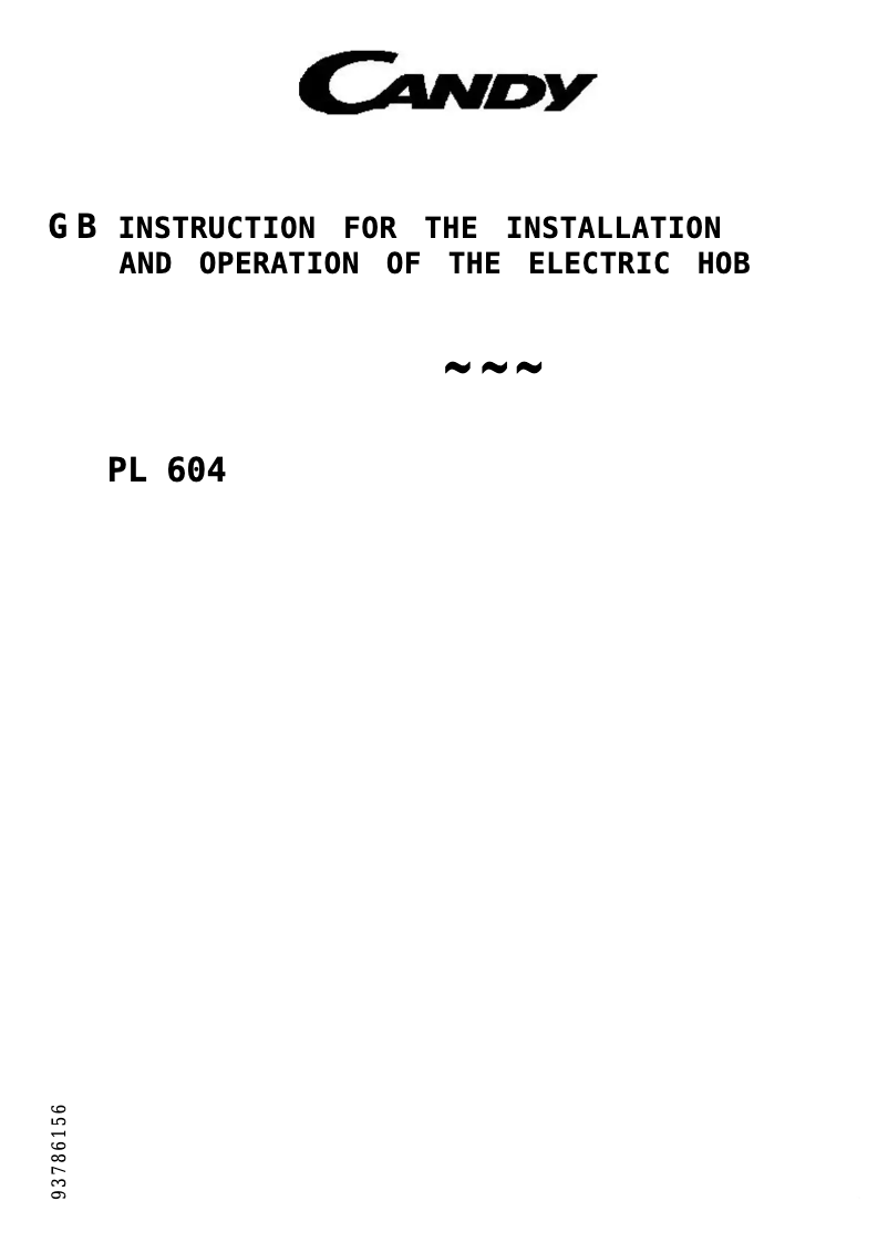 Page 1 de la notice Manuel utilisateur Candy P 604/1 N