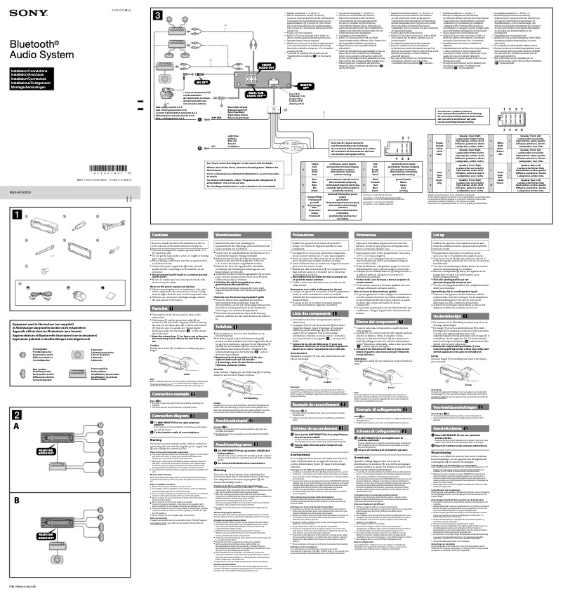 Page 1 de la notice Guide d'installation Sony MEX-BT4000U