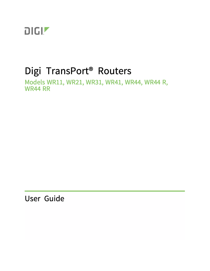 Page n°1 - Manuel utilisateur Digi TransPort WR31