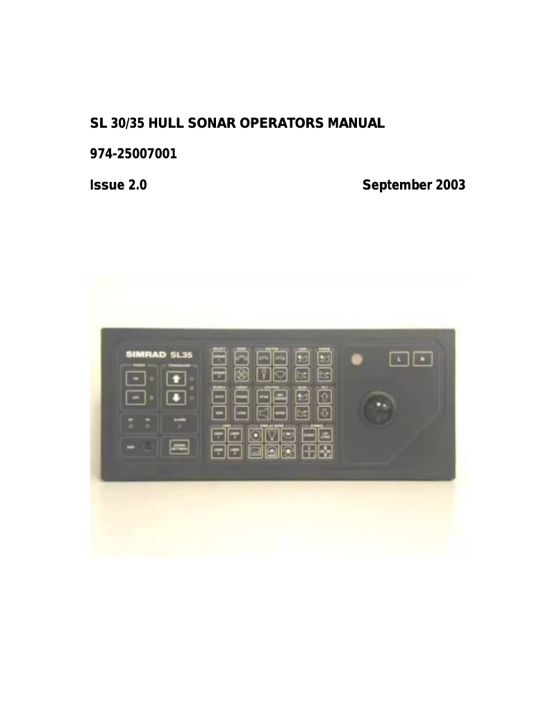Page 1 de la notice Manuel utilisateur Simrad SL35