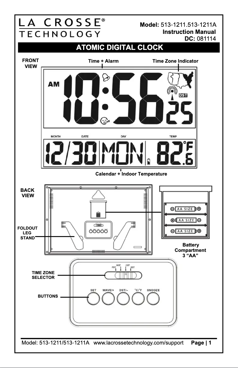 Page 1 de la notice Manuel utilisateur La Crosse Technology 513-1211