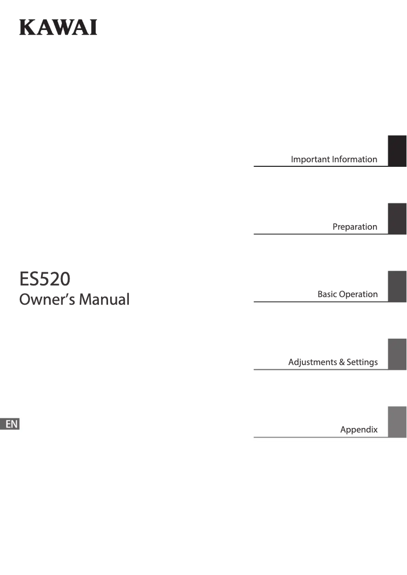 Page 1 de la notice Manuel utilisateur Kawai ES520