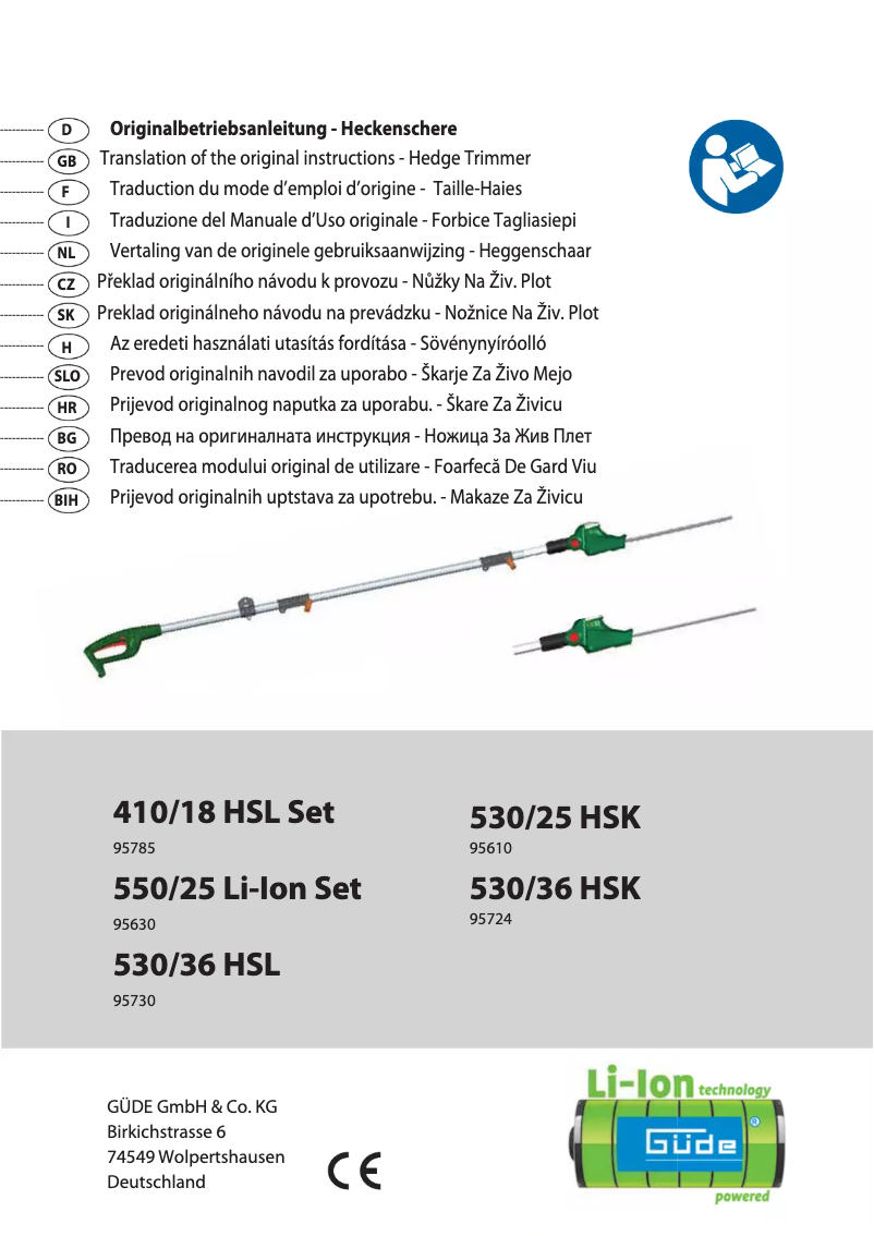 Page n°1 - Manuel utilisateur Güde 410/18 HSL SET