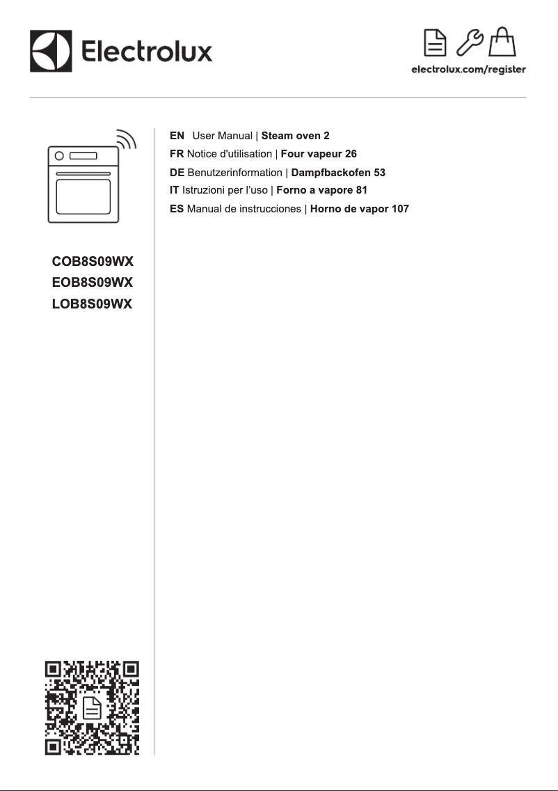 Page 1 de la notice Manuel utilisateur Electrolux LOB8S09WX