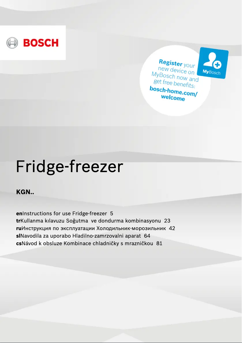 Page n°1 - Manuel utilisateur Bosch KGN34NL3AG