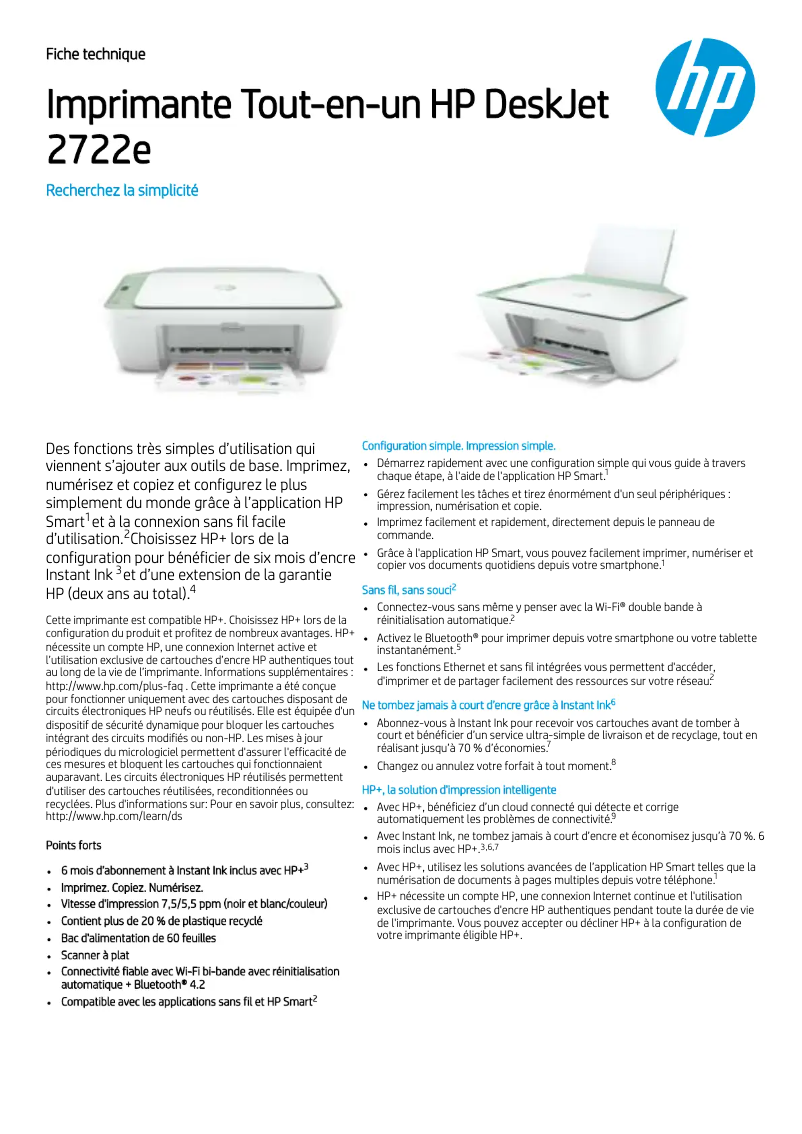 Page n°1 - Manuel utilisateur HP DeskJet 2722e