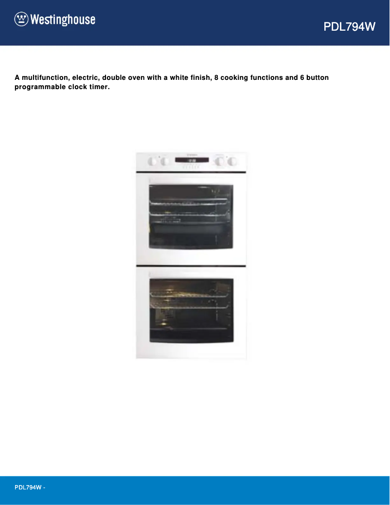 Page n°1 - Fiche technique Westinghouse PDL794W