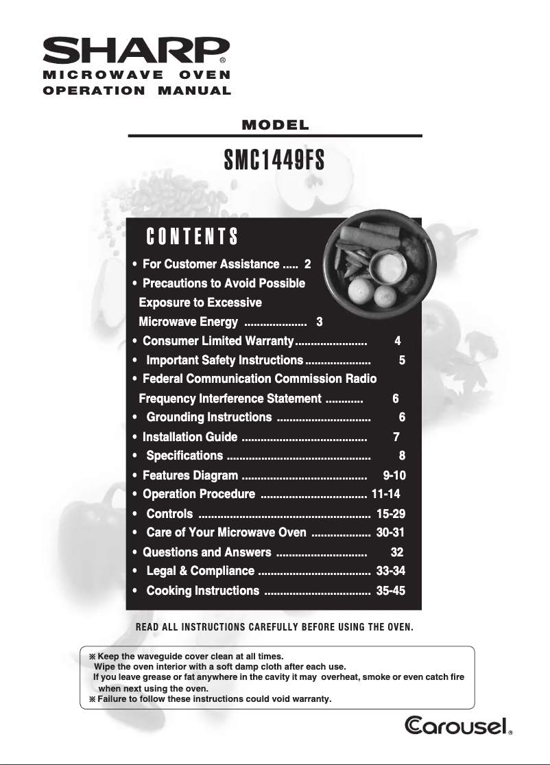 Page n°1 - Manuel utilisateur Sharp SMC1449FS