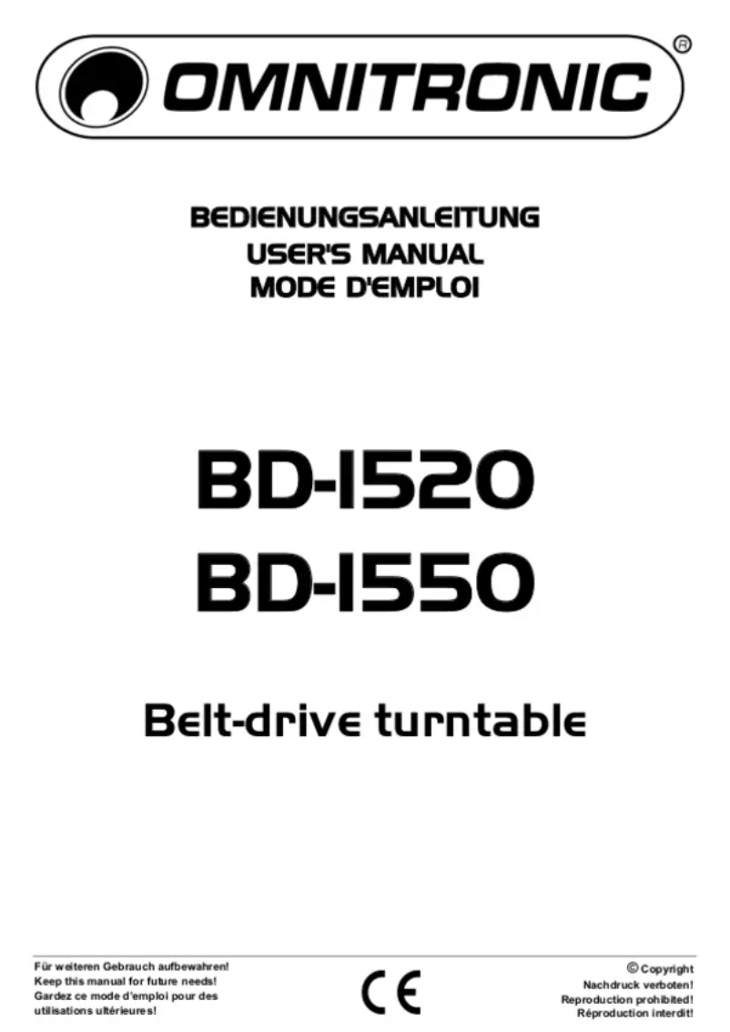 Page 1 de la notice Manuel utilisateur Omnitronic BD-1550