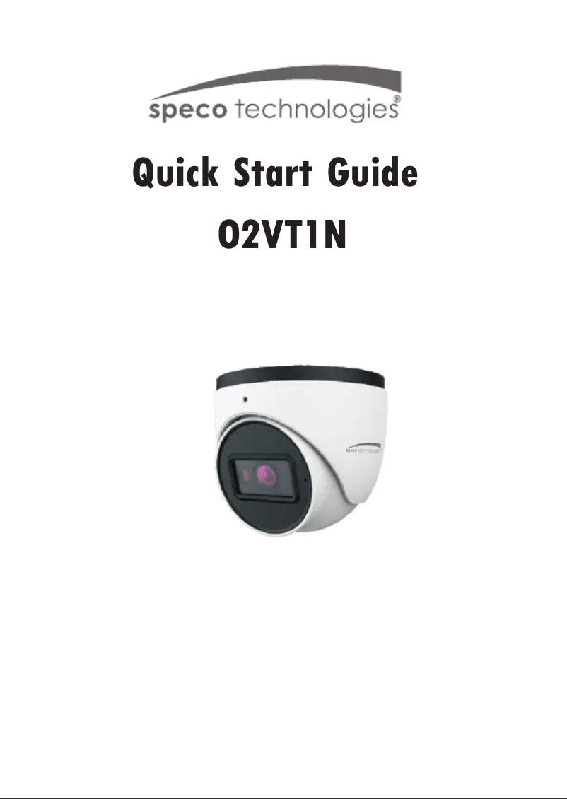 Page n°1 - Guide de démarrage rapide Speco Technologies O2VT1VN