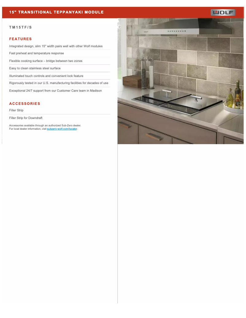 Page n°1 - Fiche technique Wolf TM15TF/S
