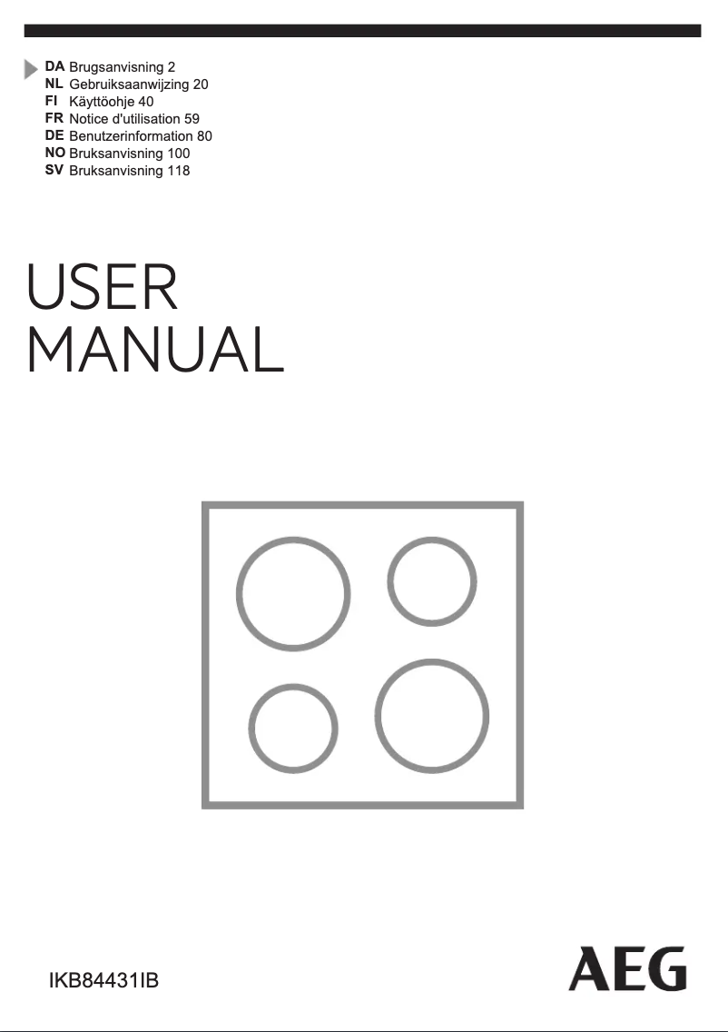 Page 1 de la notice Manuel utilisateur AEG IKB84431IB
