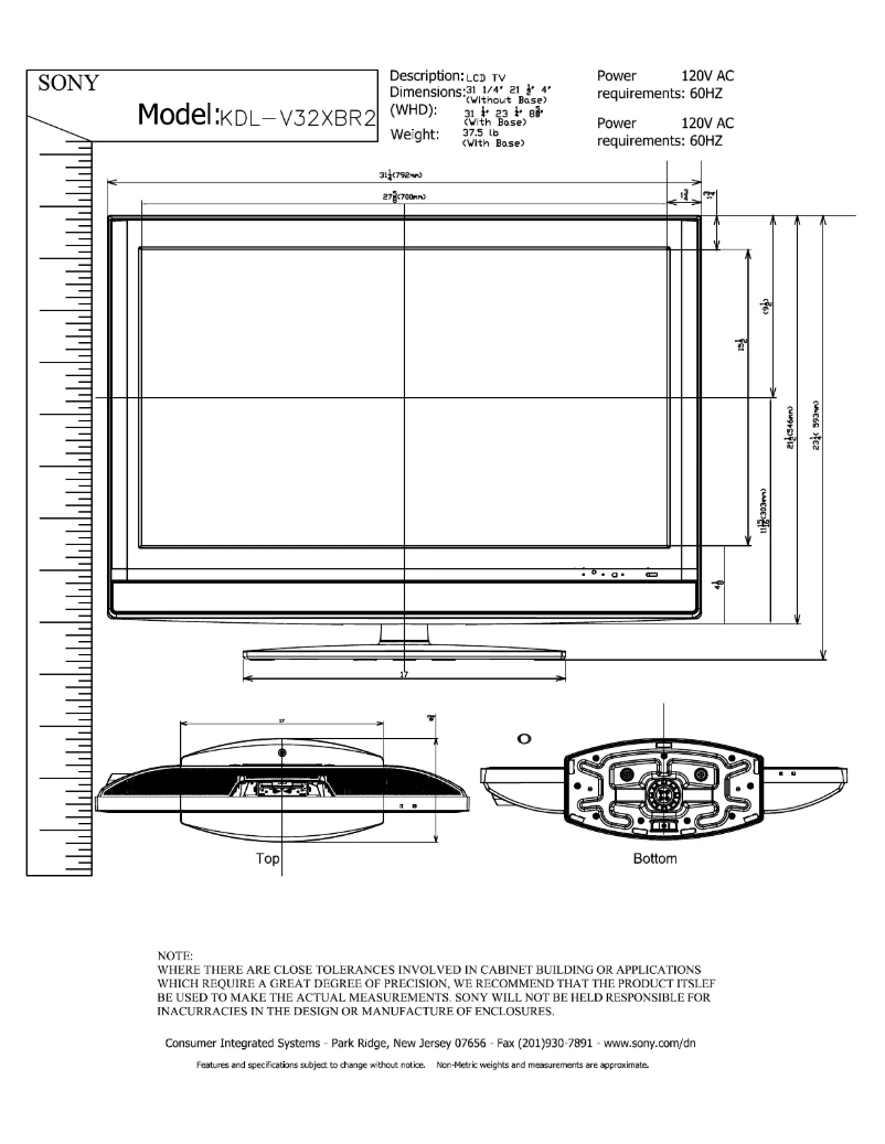 Image de la première page du manuel de l'appareil Bravia KDL-V32XBR2